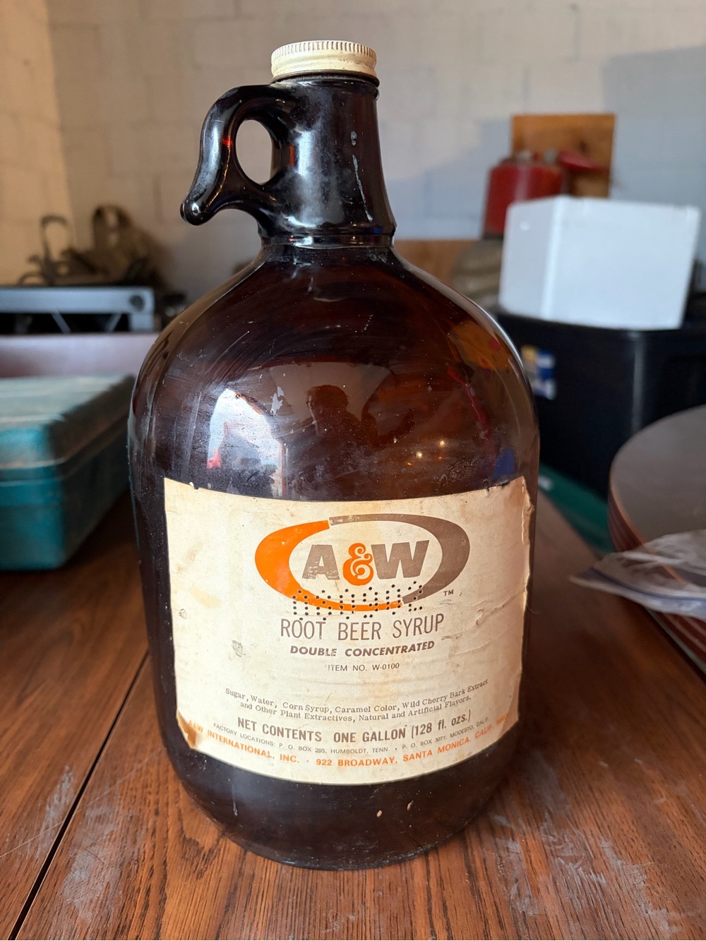A&W Amber Glass Jug - Root Beer Syrup Decorative Bottle